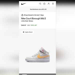 Nike Court Borough Mid 2 size 1Y CD7782-112